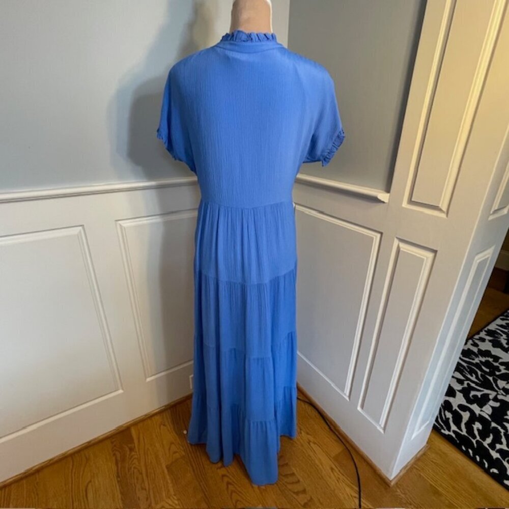 Marie Oliver Silk Blend Coastal Flowy Maxi Dress Farah Ruffled High Neck Small - Picture 6 of 9